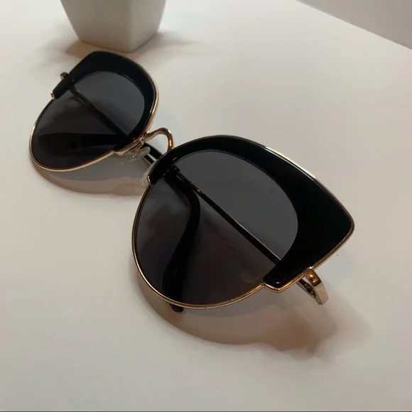 Gold/Black Cat Eye Sunglasses - Picture 4 of 11